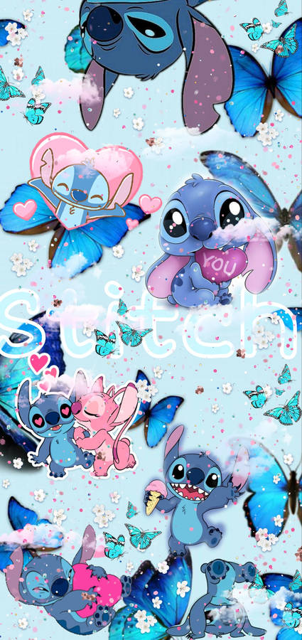 Download Adorable Stitch Collage Wallpaper | Wallpapers.com