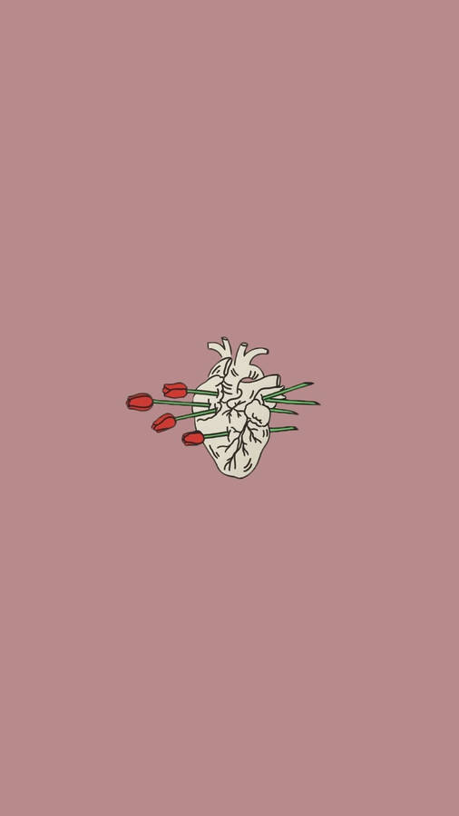 Download Aesthetic Heart With Red Roses Wallpaper | Wallpapers.com