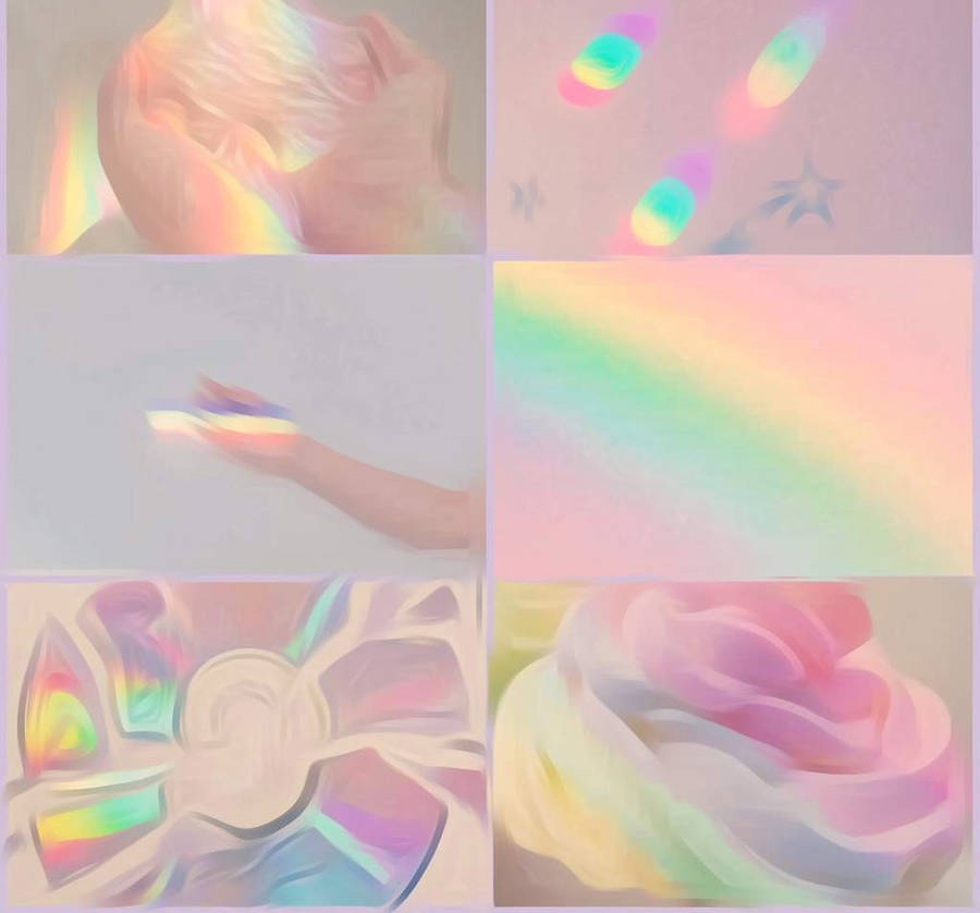 Download Aesthetic Pastel Rainbow Artwork Collage Wallpaper ...