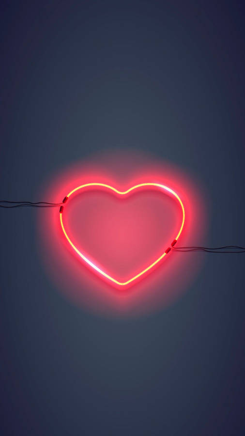 Download Aesthetic Pink Iphone Neon Red Heart Wallpaper | Wallpapers.com