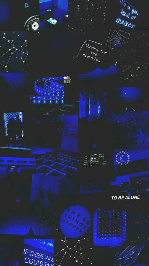 Schwarz und Blau Ästhetik Collage