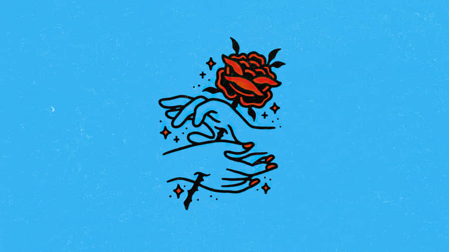 Stilisert Hånd Rose Tatoveringsdesign