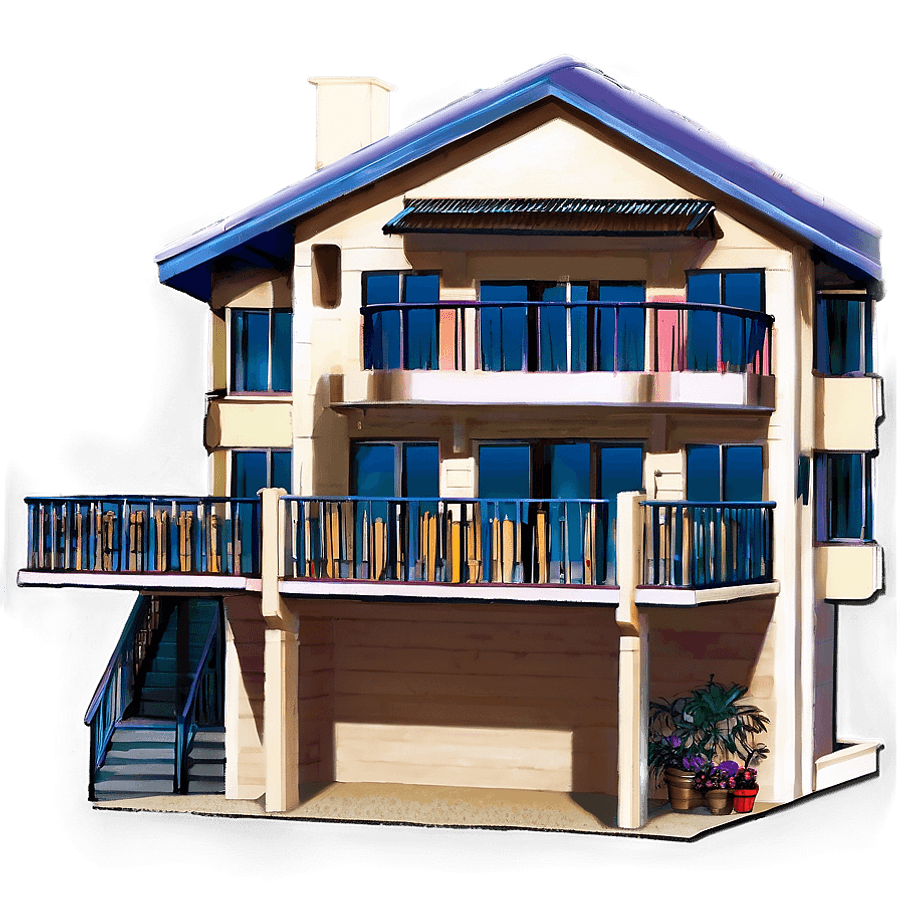 Big House with Balcony PNG mim