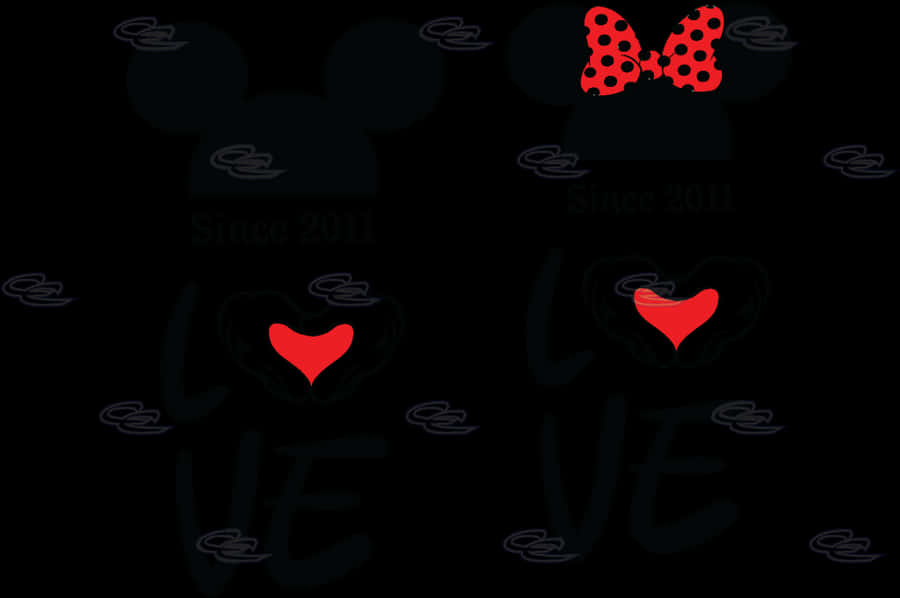 Love Mickey Minnie Mouse Heads With Wedding Date Mickey's - Love Mickey Y Minnie, HD Png Download