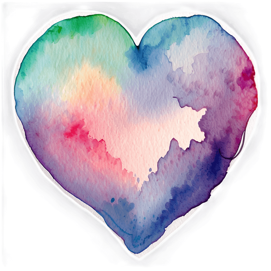 Watercolor Heart Aesthetic PNG 56