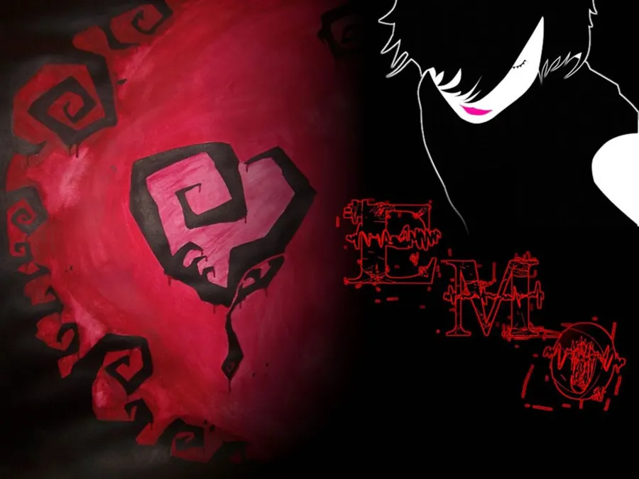 Mixed art emo wallpaper.
