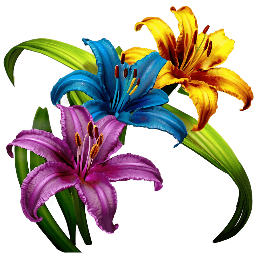 Rainbow Lilies Fantasy PNG 06282024