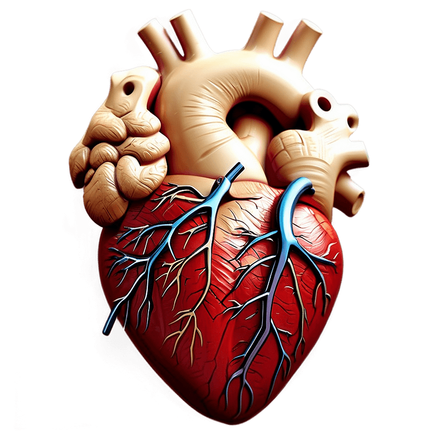 Detailed Human Heart Illustration PNG 05252024