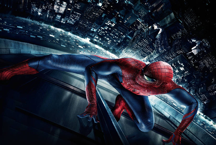 Download Amazing Laptop Spiderman On Building Wallpaper | Wallpapers.com