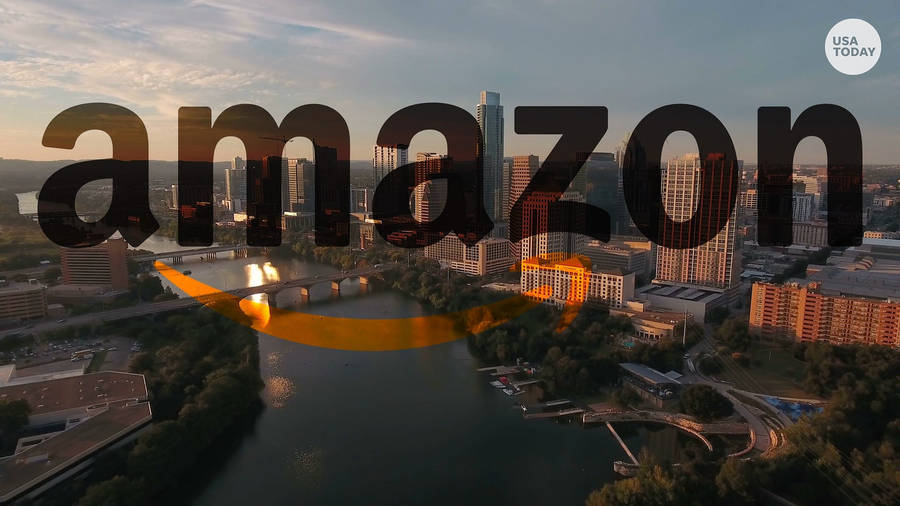 Download Amazon Logo And The City Wallpaper Wallpapers Com