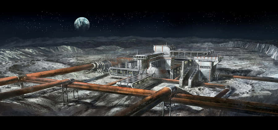Operazionidi estrazione mineraria nello spazio a pieno regime.