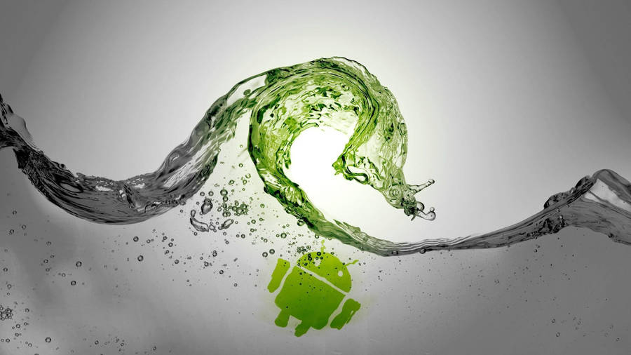 Android robot in waves wallpaper.