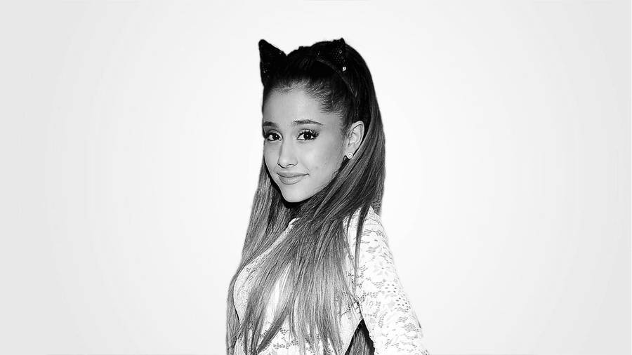 Ariana Grande with cat ears and long hair desktop wallpaper. 
