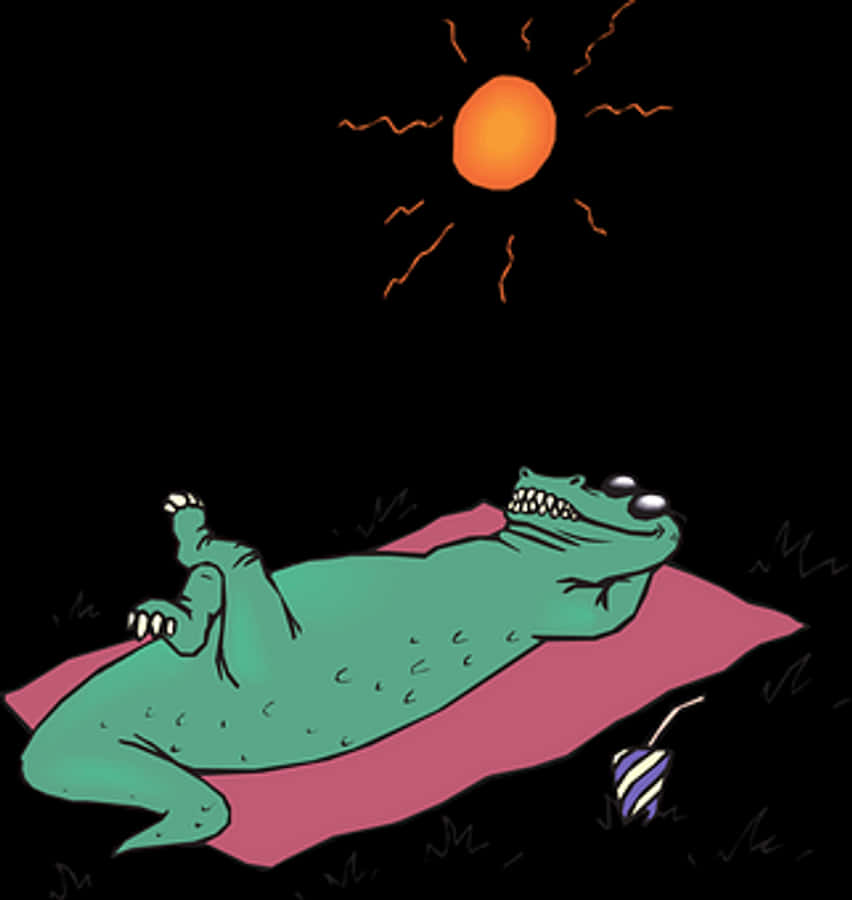 Alligator Sunbathingat Night