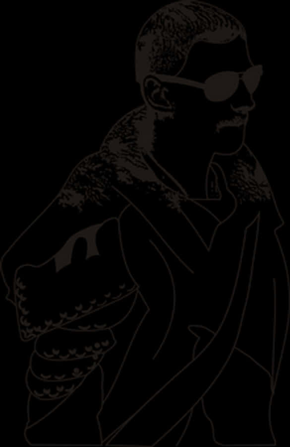 Silhouetted Manin Jacketand Sunglasses