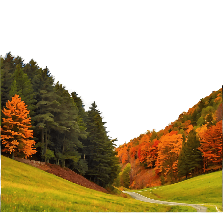 Fall Trees on Rolling Hills PNG 2