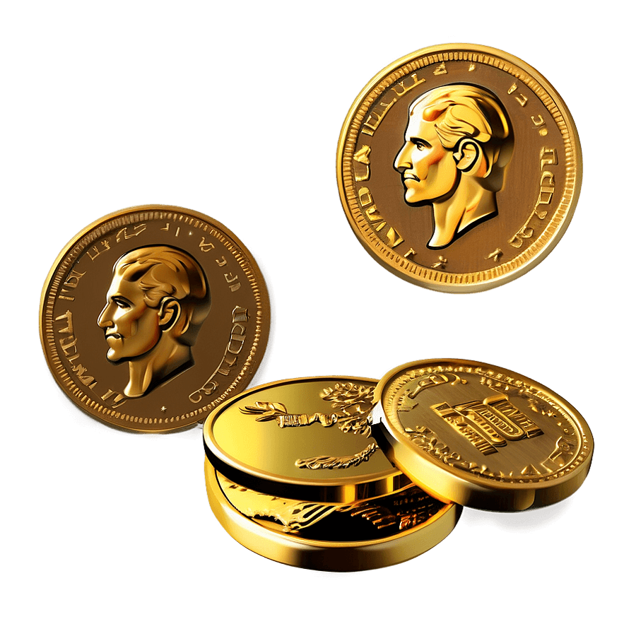 Scattered Gold Coins PNG nkw9