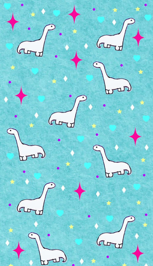 Papel de Parede com Padrão de Dinossauro Fofo