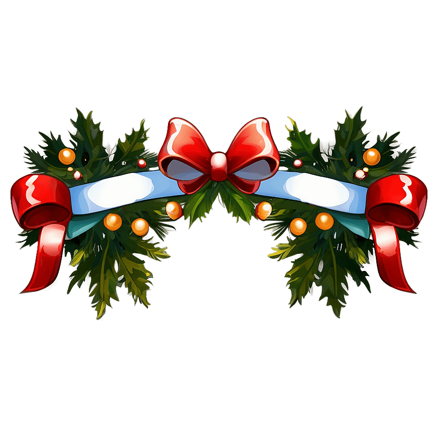 Christmas Garland with Ribbons PNG wvq99