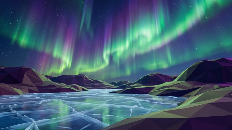 Aurora Poly Night Wallpaper