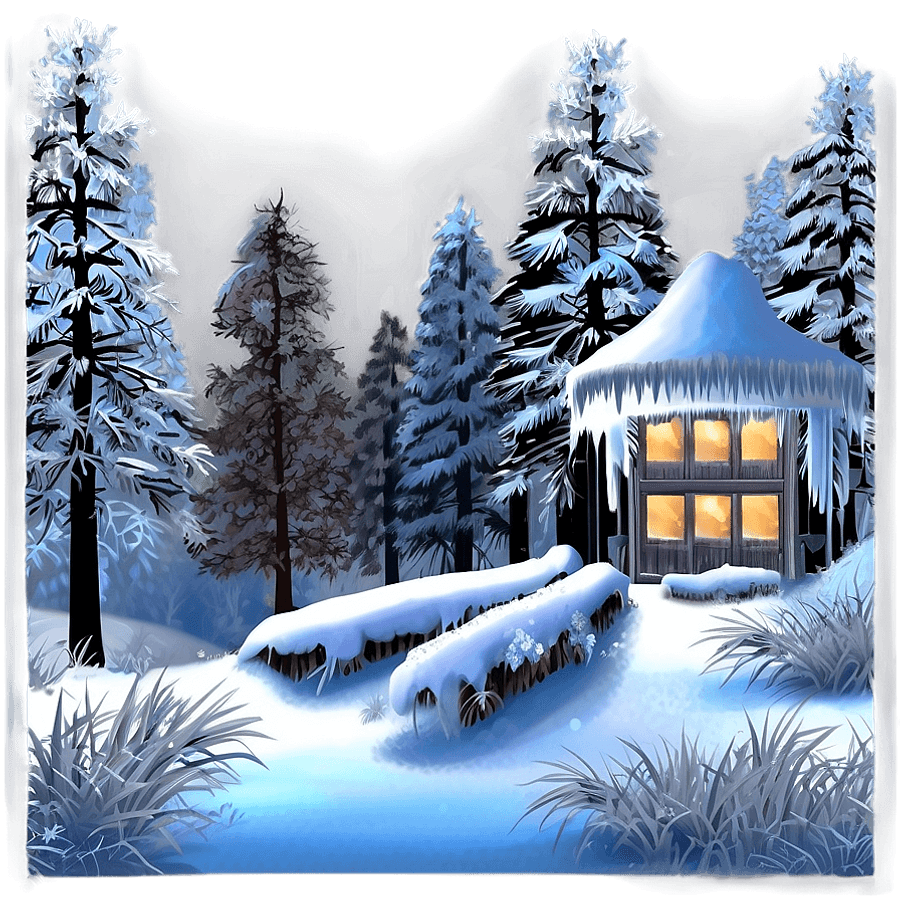 Frosty Winter Scene PNG ofe66