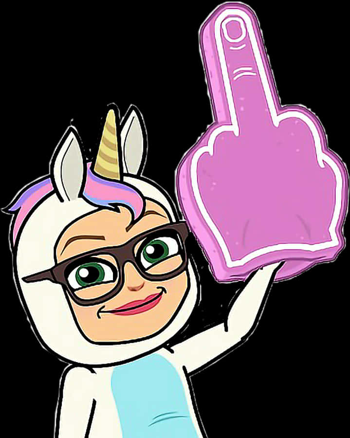 #fuckyou #bitmoji #snapchat #freetoedit - Unicorn Bitmoji Middle Finger, HD Png Download