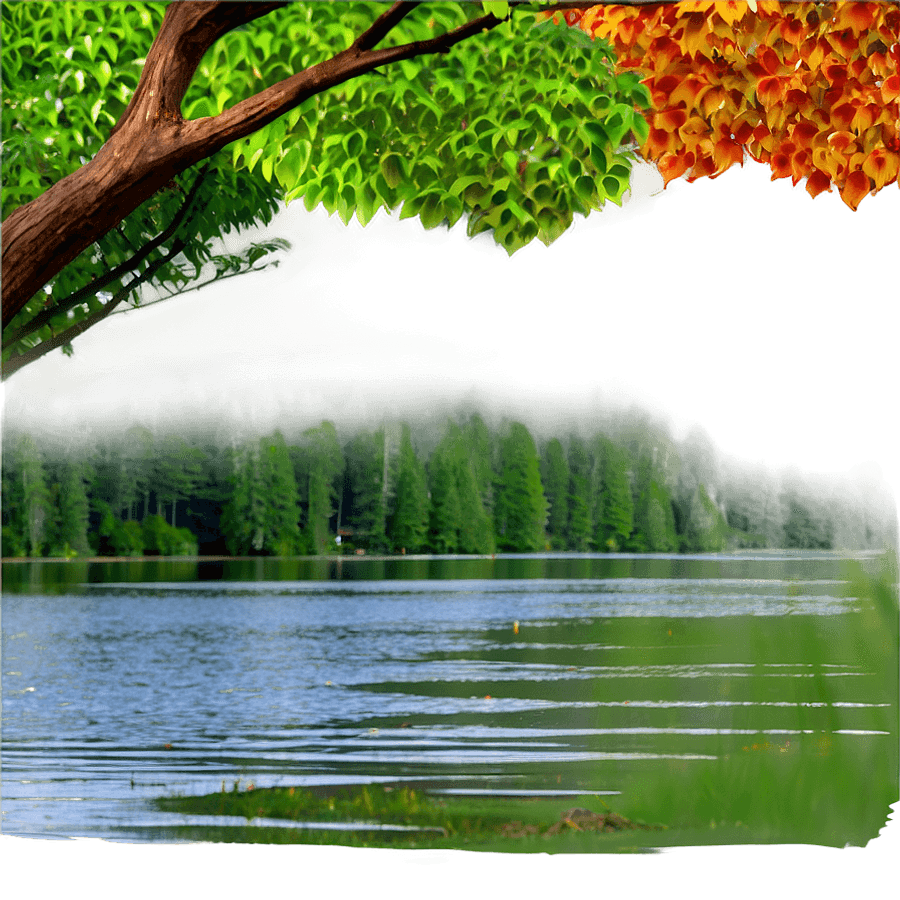 Vibrant Lakeside Foliage PNG hnx