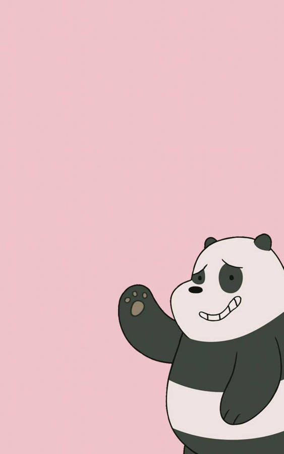 Download Awkward Panda We Bare Bears Waving Wallpaper | Wallpapers.com