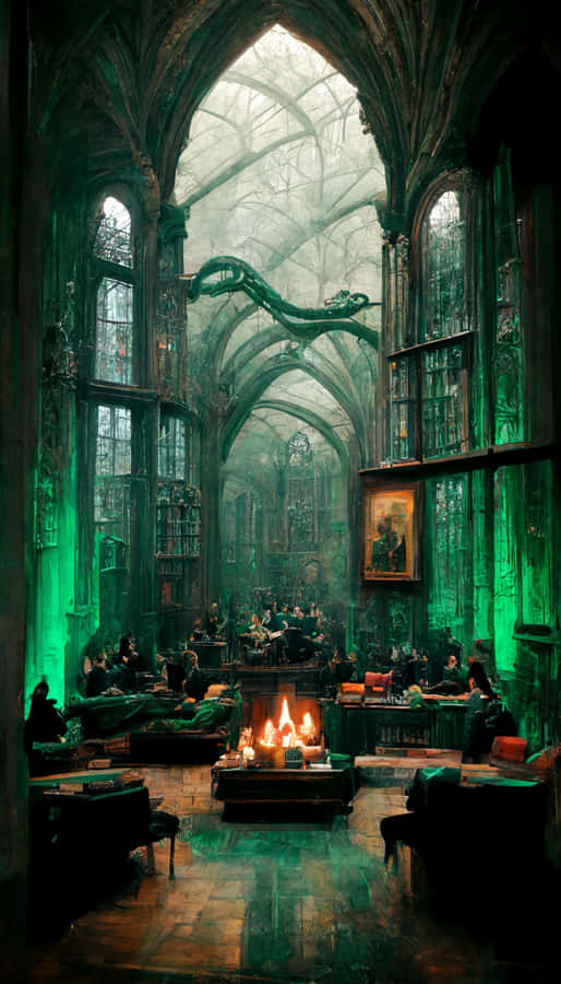 Slytherinfællesrum 1024 x 1792 tapet