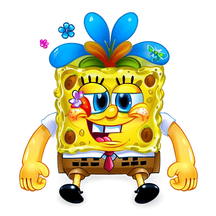 Cute Spongebob Flowers PNG nbg39