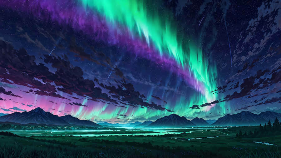 Aurora Borealis über Bergen