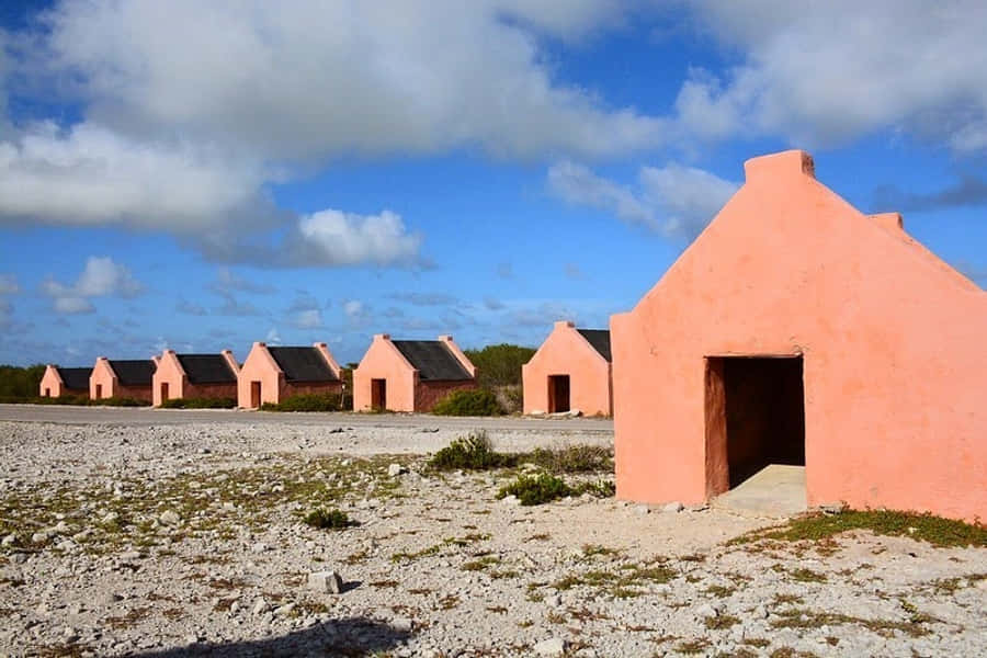 Red Slave Huts On Bonaire