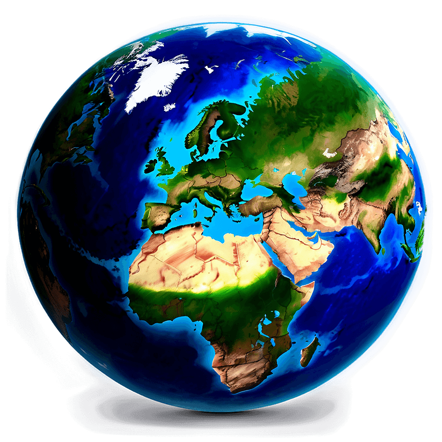 3D Earth with Glowing Cities PNG 06292024