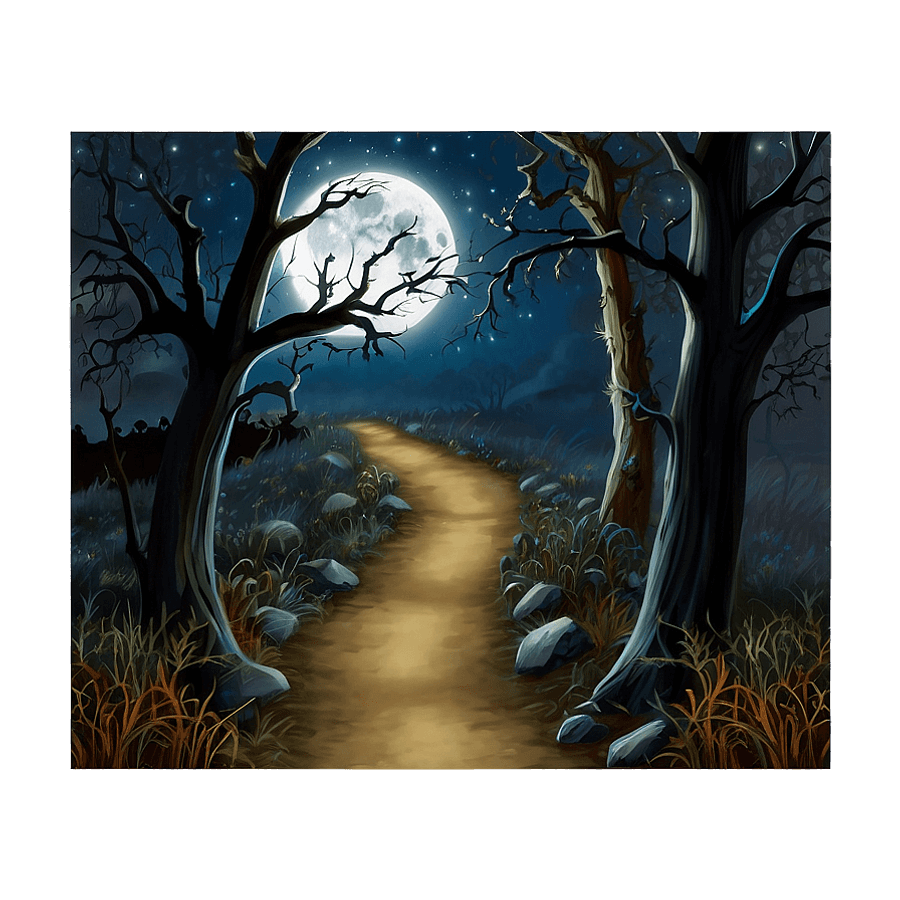 Haunting Moonlit Path PNG xhn