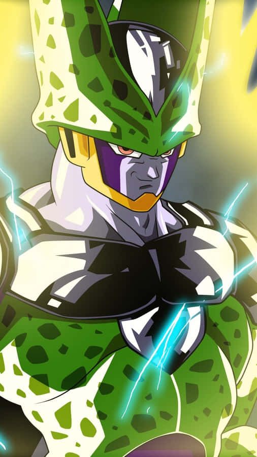 Ondskabenvinder over Godhed i kampen mellem Perfect Cell og Gohan i computer- eller mobilbaggrunden.
