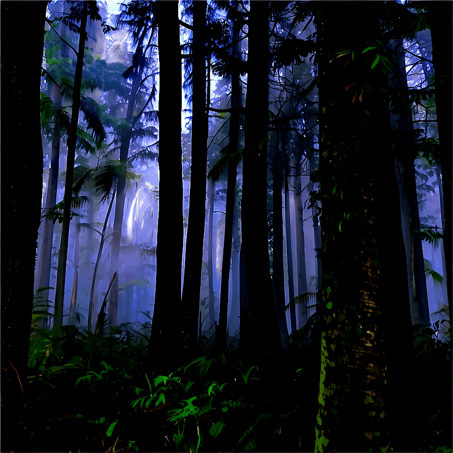 Foggy Dark Forest Landscape PNG mut59