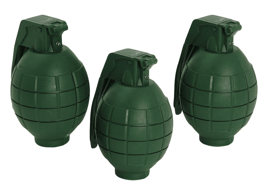 Three Green Hand Grenades