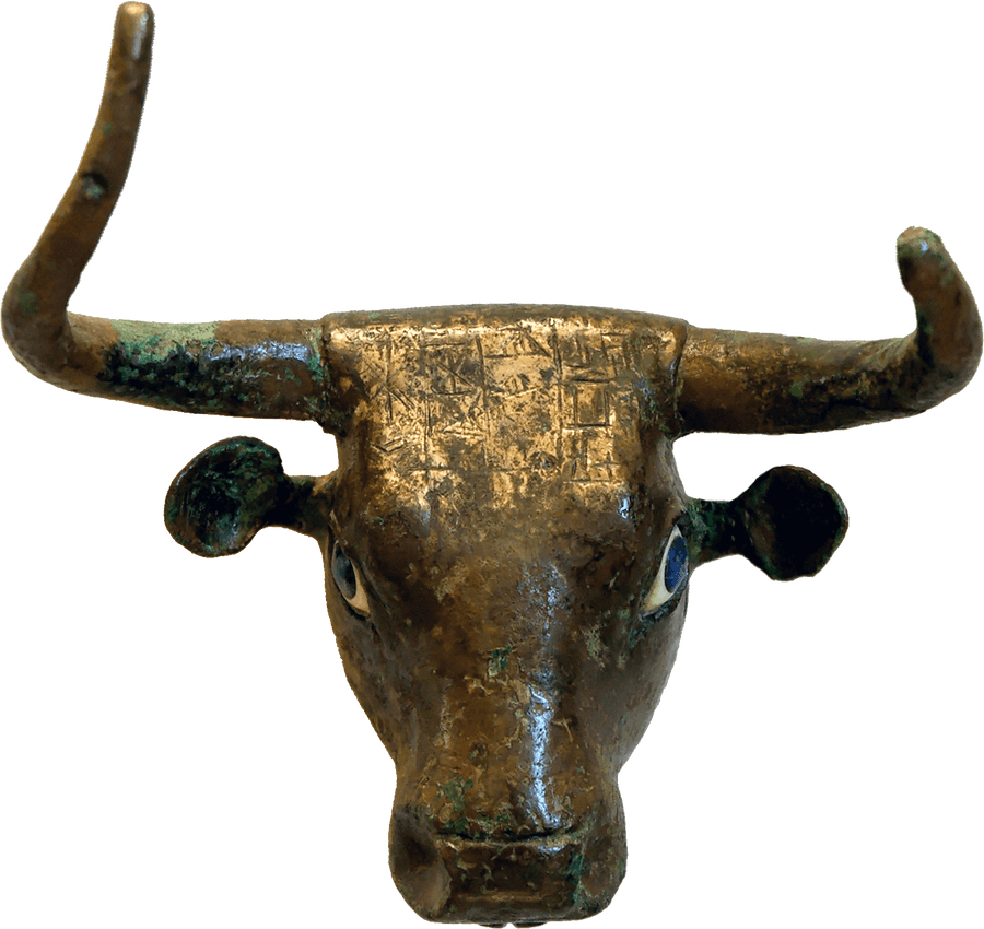 Ancient Golden Bull Head Sculpture
