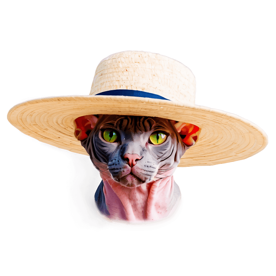 Sphynx Cat With Sun Hat PNG 98