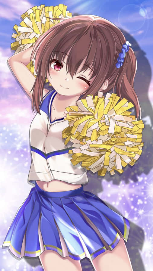 Anime Cheerleader com Pompons
