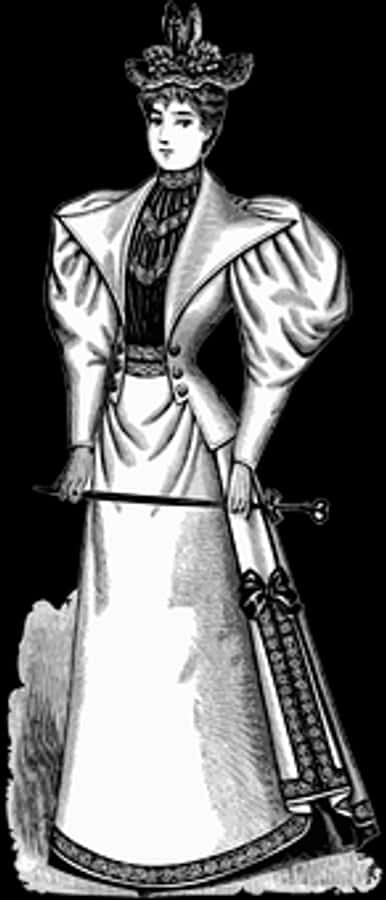 Vintage Illustration Elegant Woman Sword