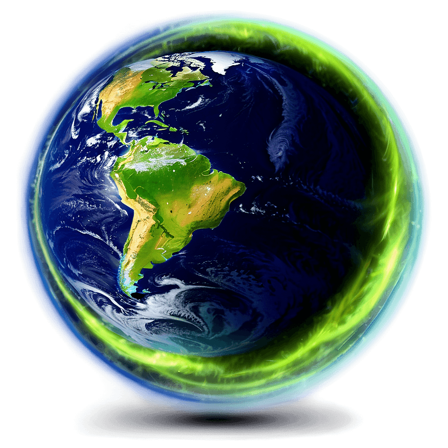 Blue Planet with Aurora PNG 34