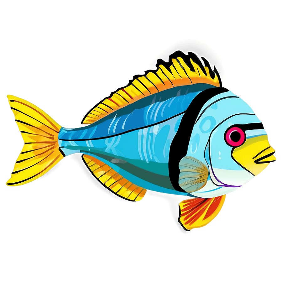 Hand Drawn Tropical Fish PNG chj