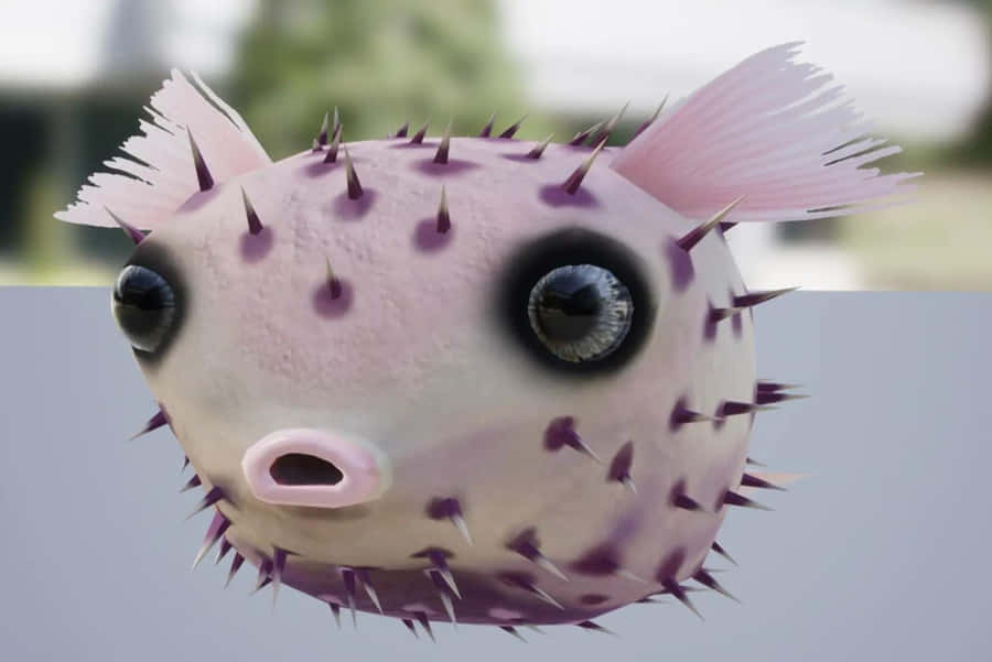 Uppblåst Lila Prickig Pufferfisk