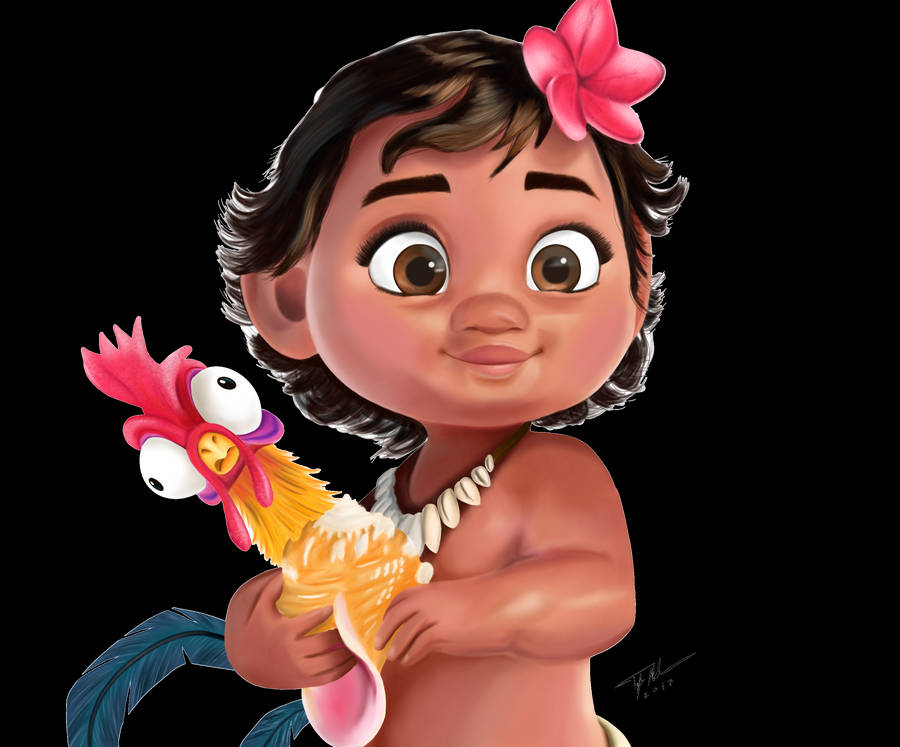 Download Baby Moana And Hei Hei Wallpaper Wallpapers Com