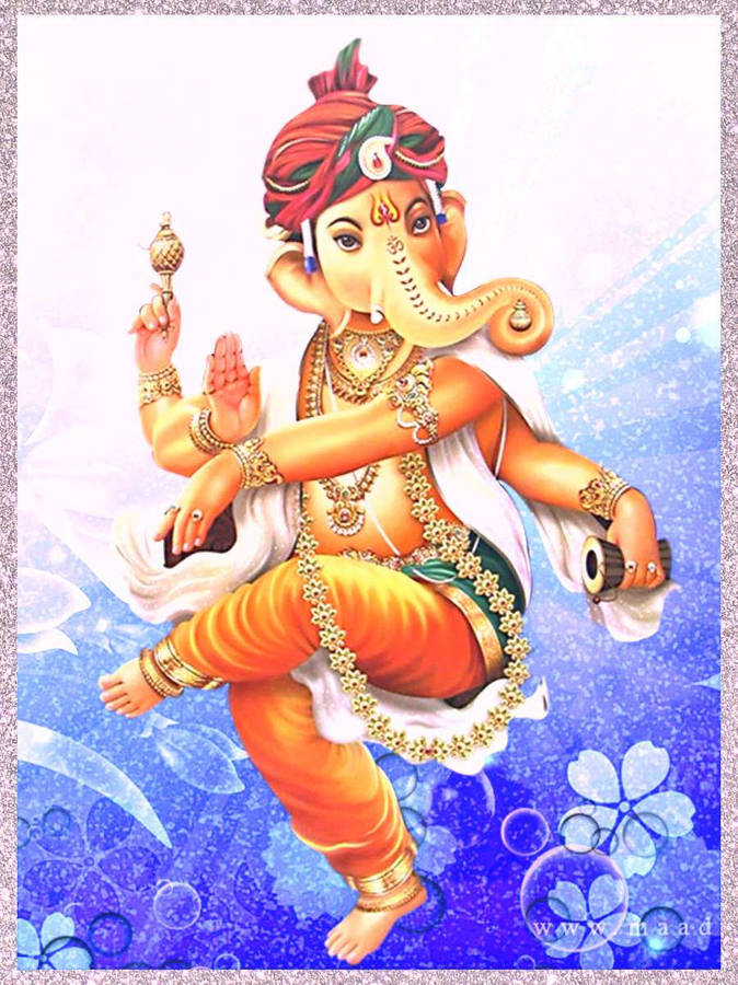 Download Bal Ganesh Balancing On One Foot Wallpaper | Wallpapers.com