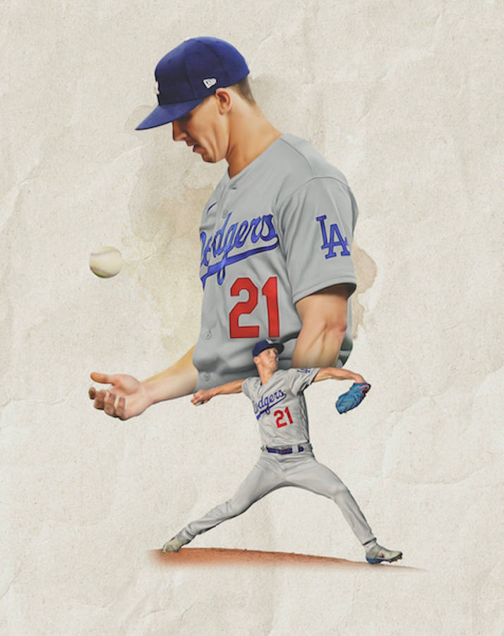 Download Baseball Walker Buehler Art Wallpaper | Wallpapers.com