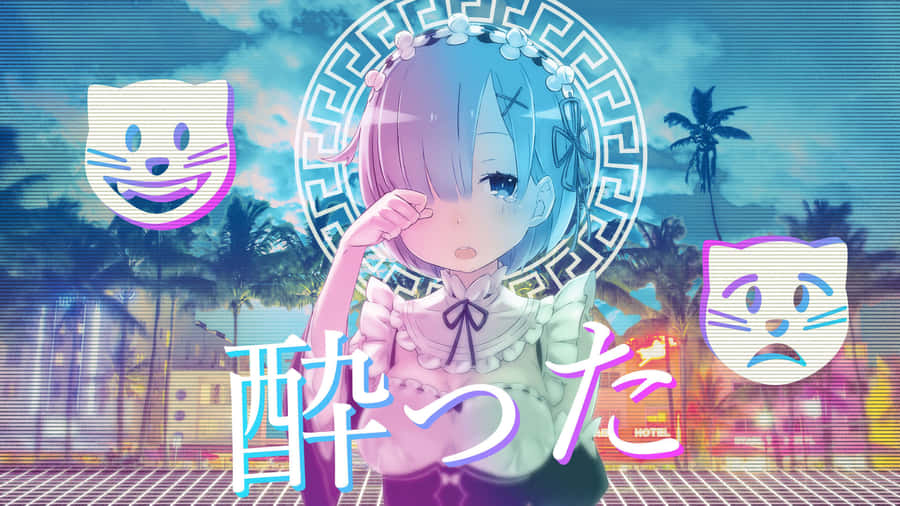 Ragazza Anime Kawaii con Estetica Vaporwave.jpg