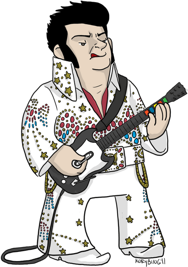 Cartoon Elvis Playing Guitar