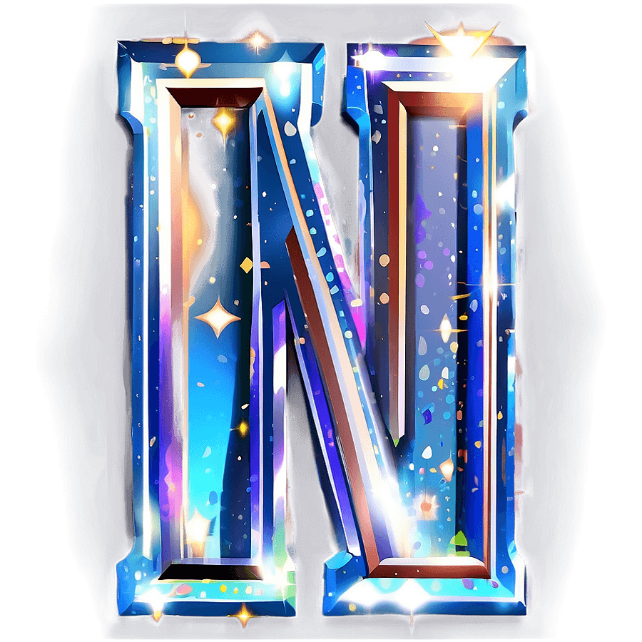Glittering Letter N Character PNG 35